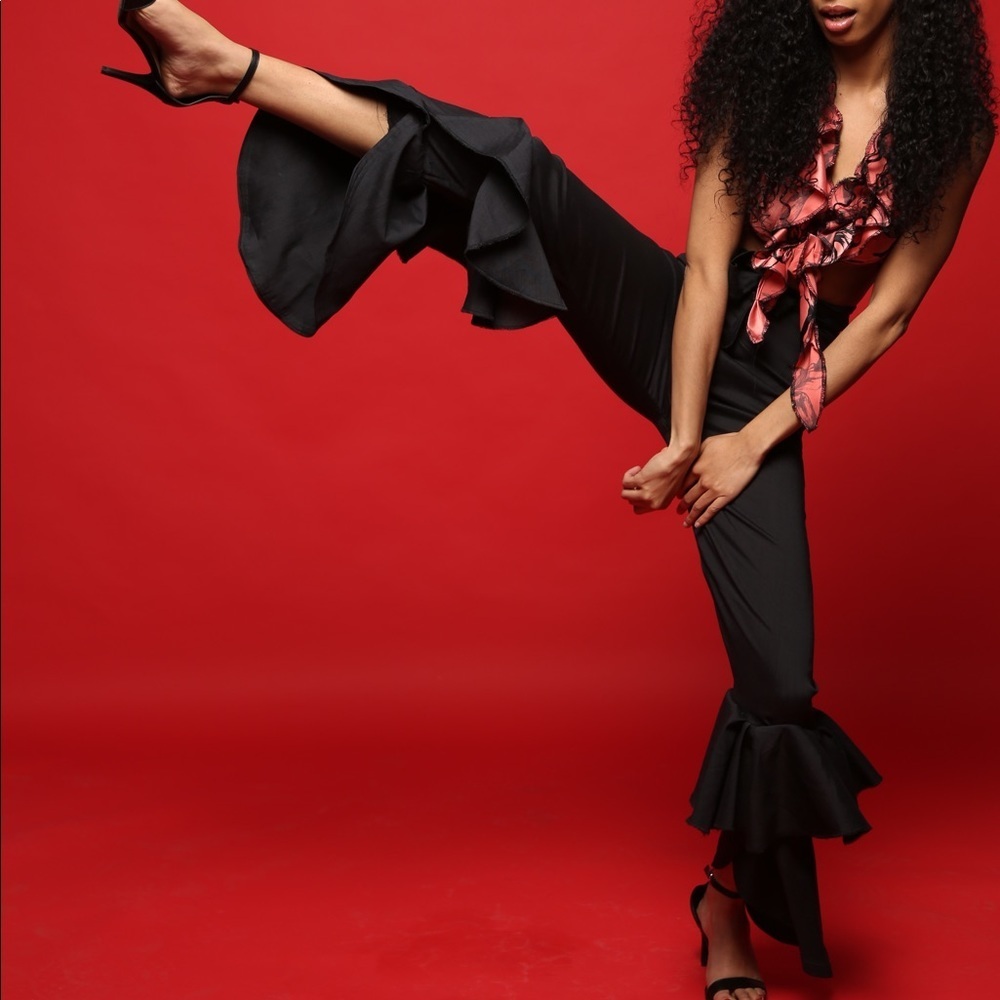 Black double flare pants - Picture 2 of 5